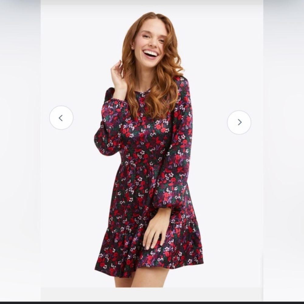 Draper James Red and Black Floral Mini Dress